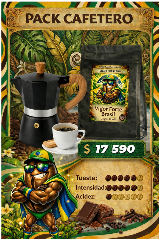 Pack Café + Cafetera: Vigor Brasileño + Italiana