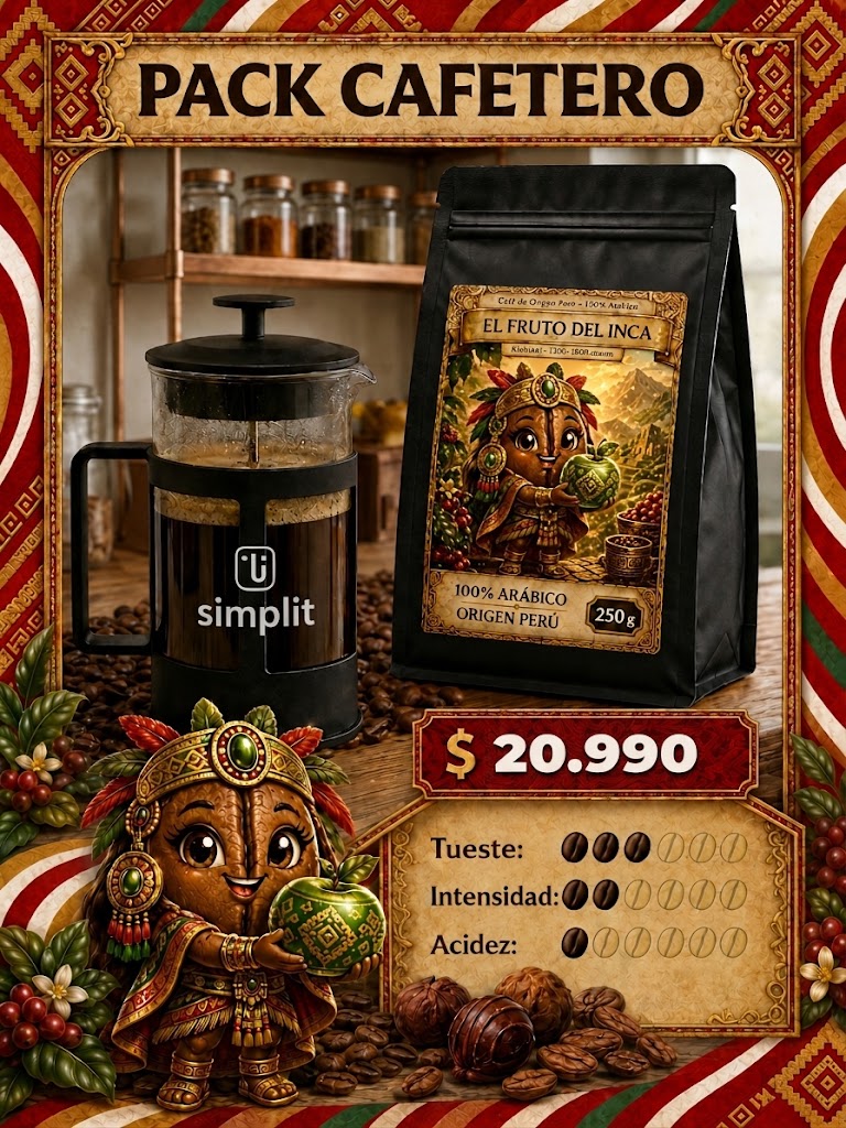Pack Café + Cafetera: Fruto del Inca + Francesa Simplit
