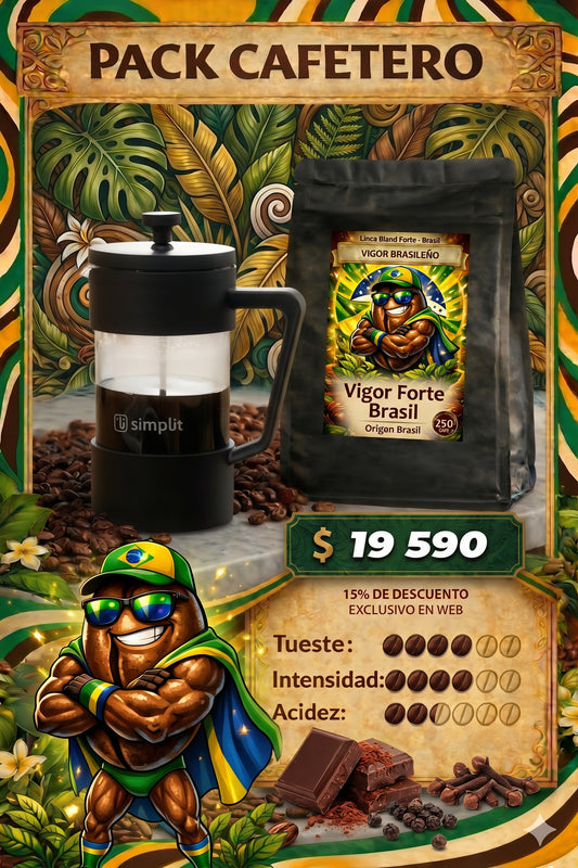 Pack Café + Cafetera: Vigor Brasileño + Francesa Simplit