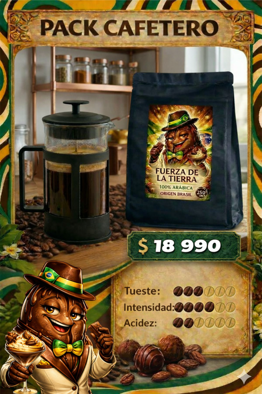 Pack Café + Cafetera: Fuerza de la Tierra + Francesa
