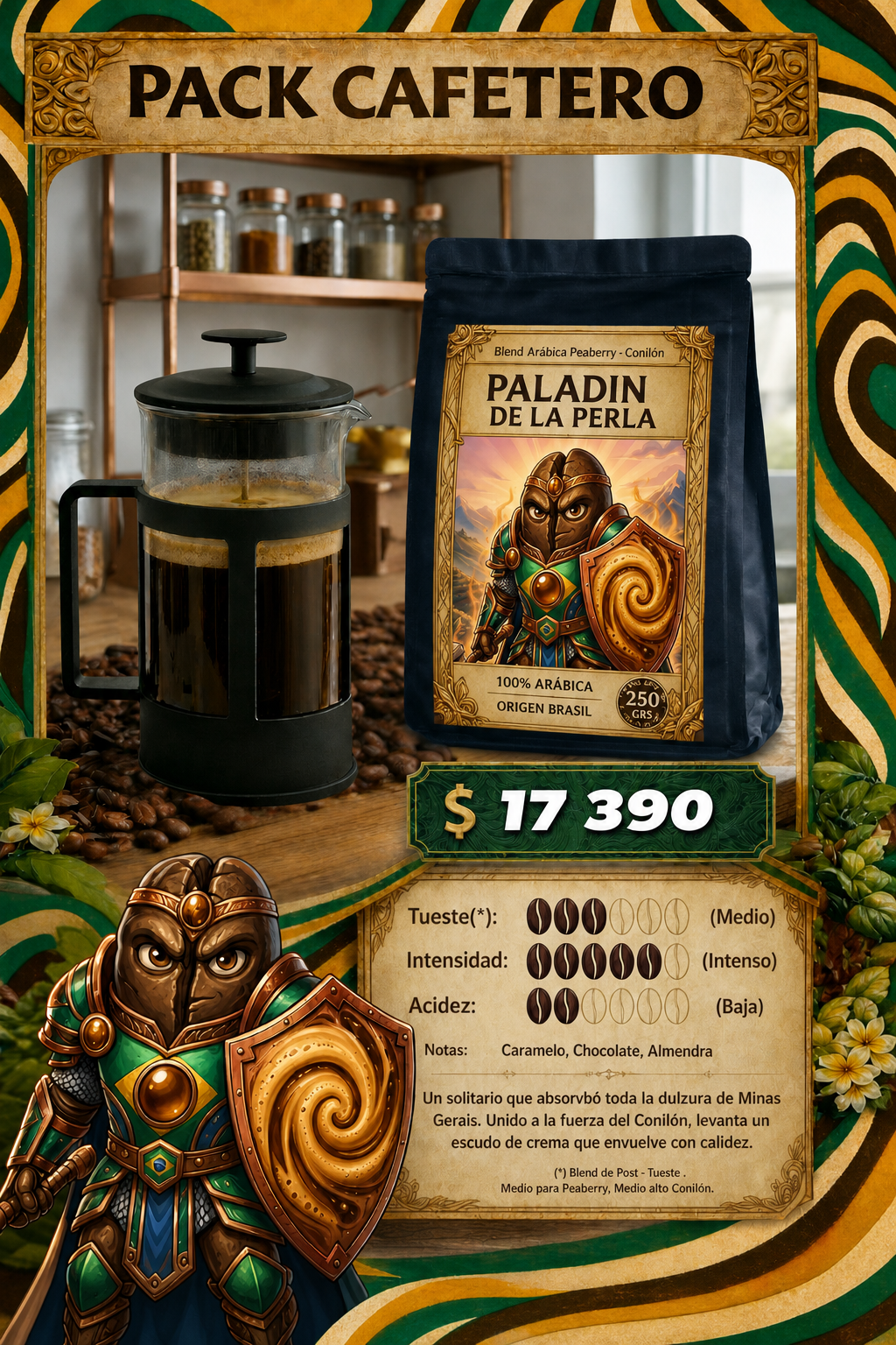 Pack Café + Cafetera: Paladín de la Perla + Francesa