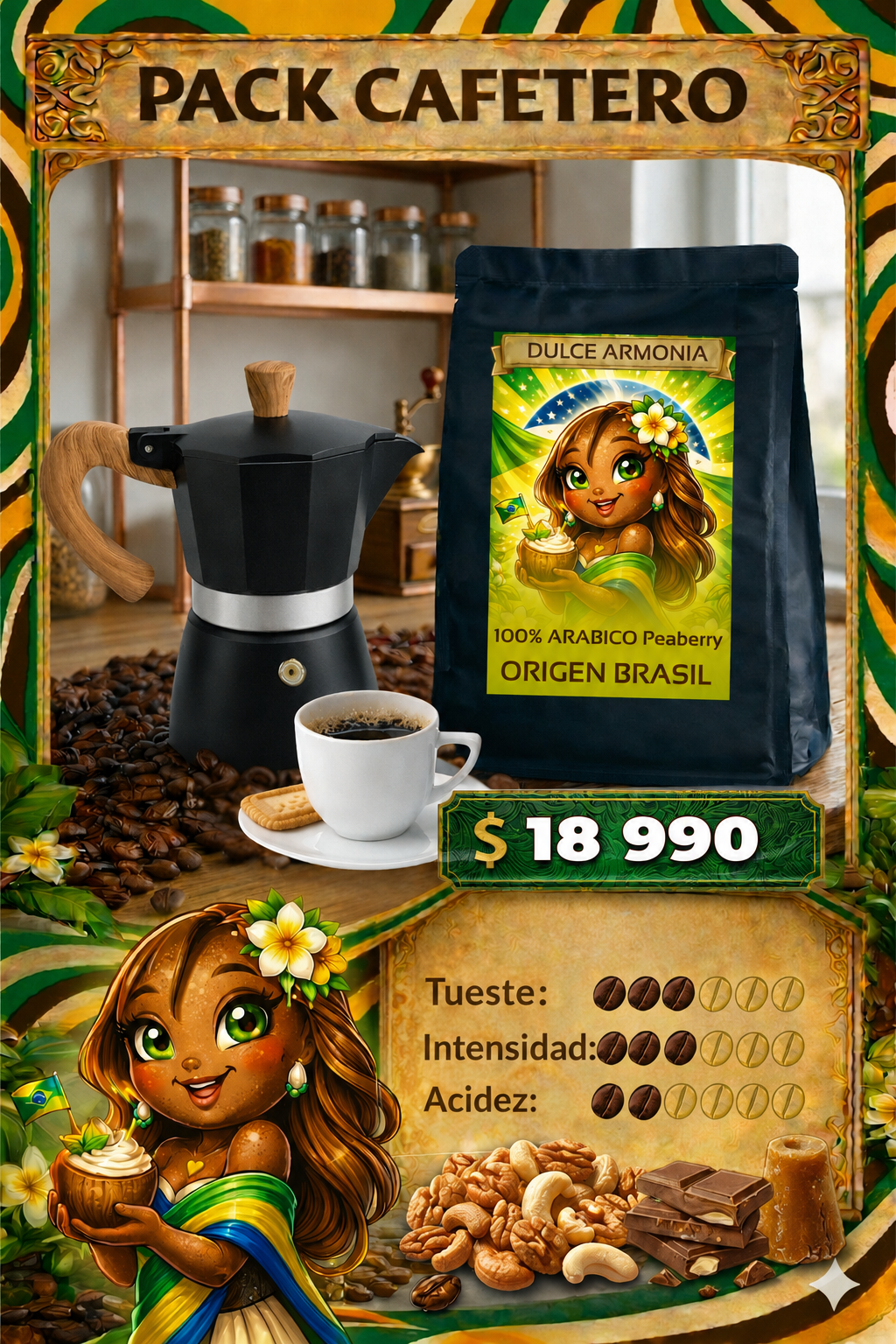 Pack Café + Cafetera: Dulce Armonía + Italiana