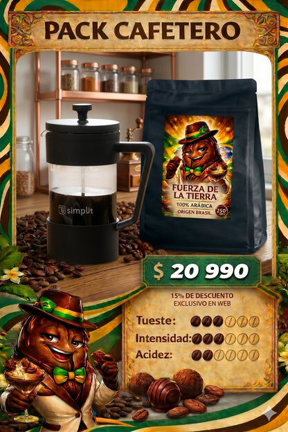 Pack Café + Cafetera: Fuerza de la Tierra + Francesa Simplit